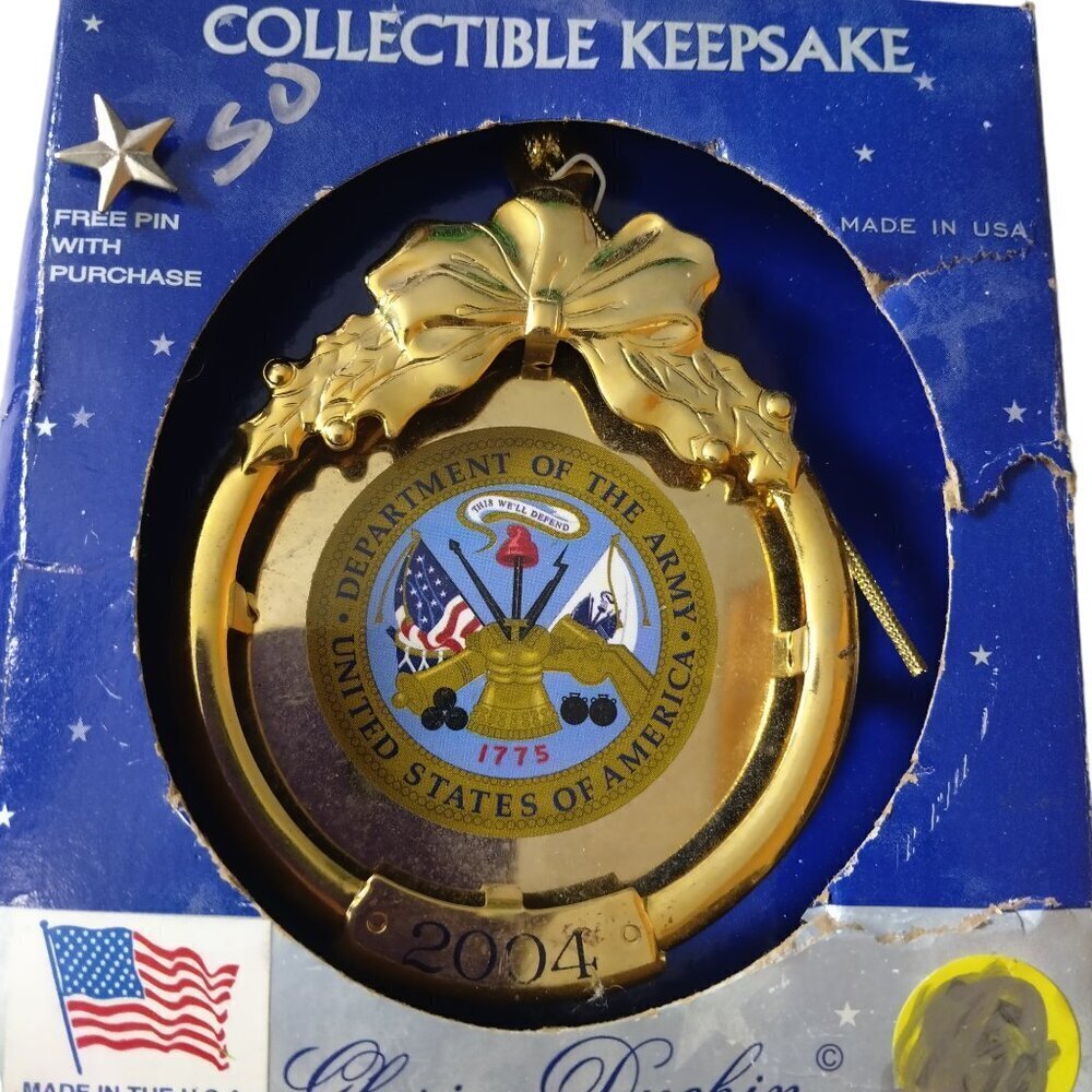 Gloria Duchin United States Army Christmas ORNAMENT Gold Brass 2004 USA CB1 - Picture 2 of 5
